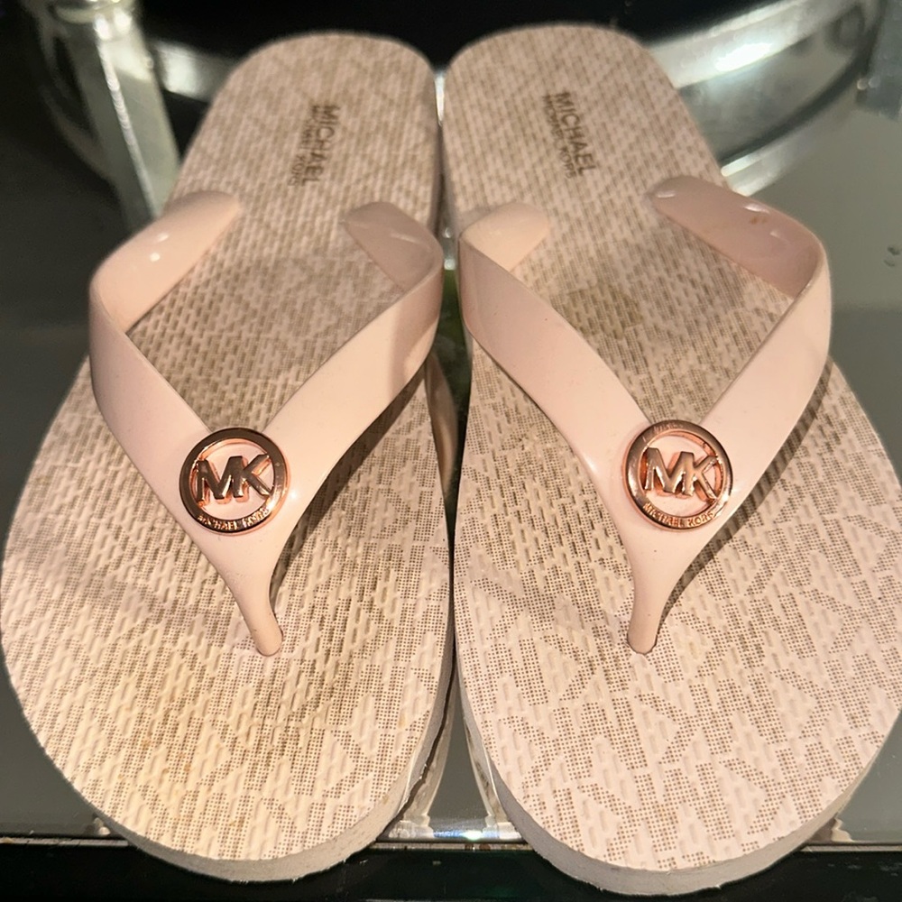 Michael Kors flip flops with MK Logo